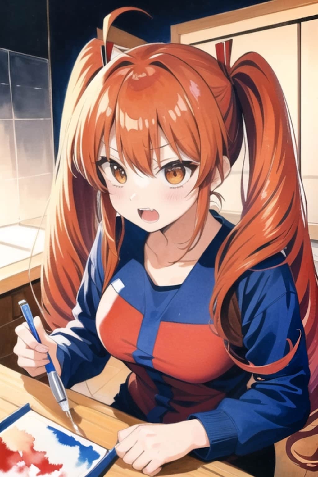 絵師、橙髪ツインテ娘