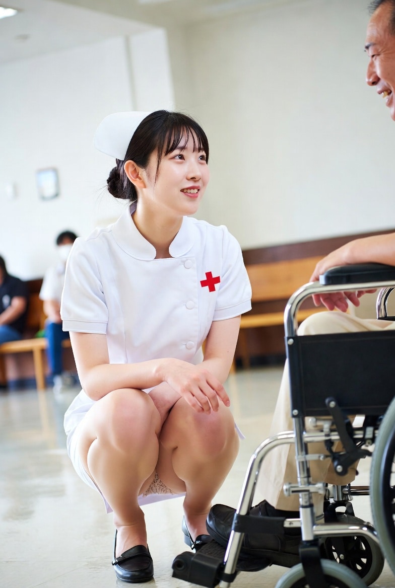 車いすの患者さんと待合室