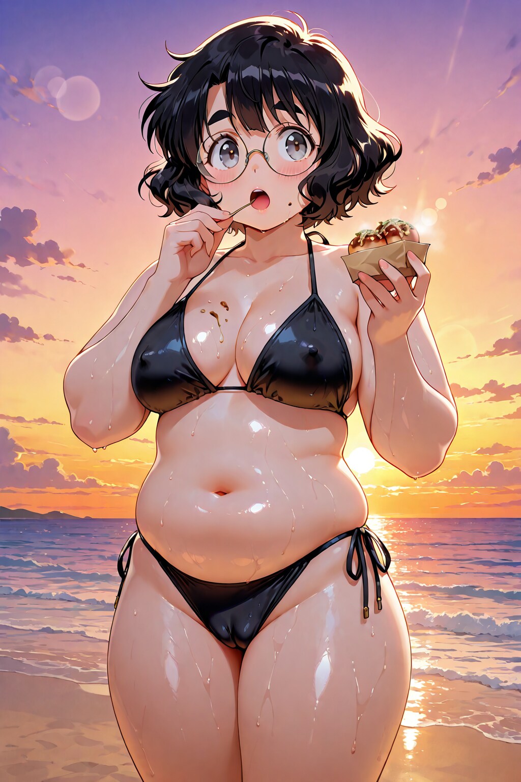 海と夕陽とたこ焼きと
