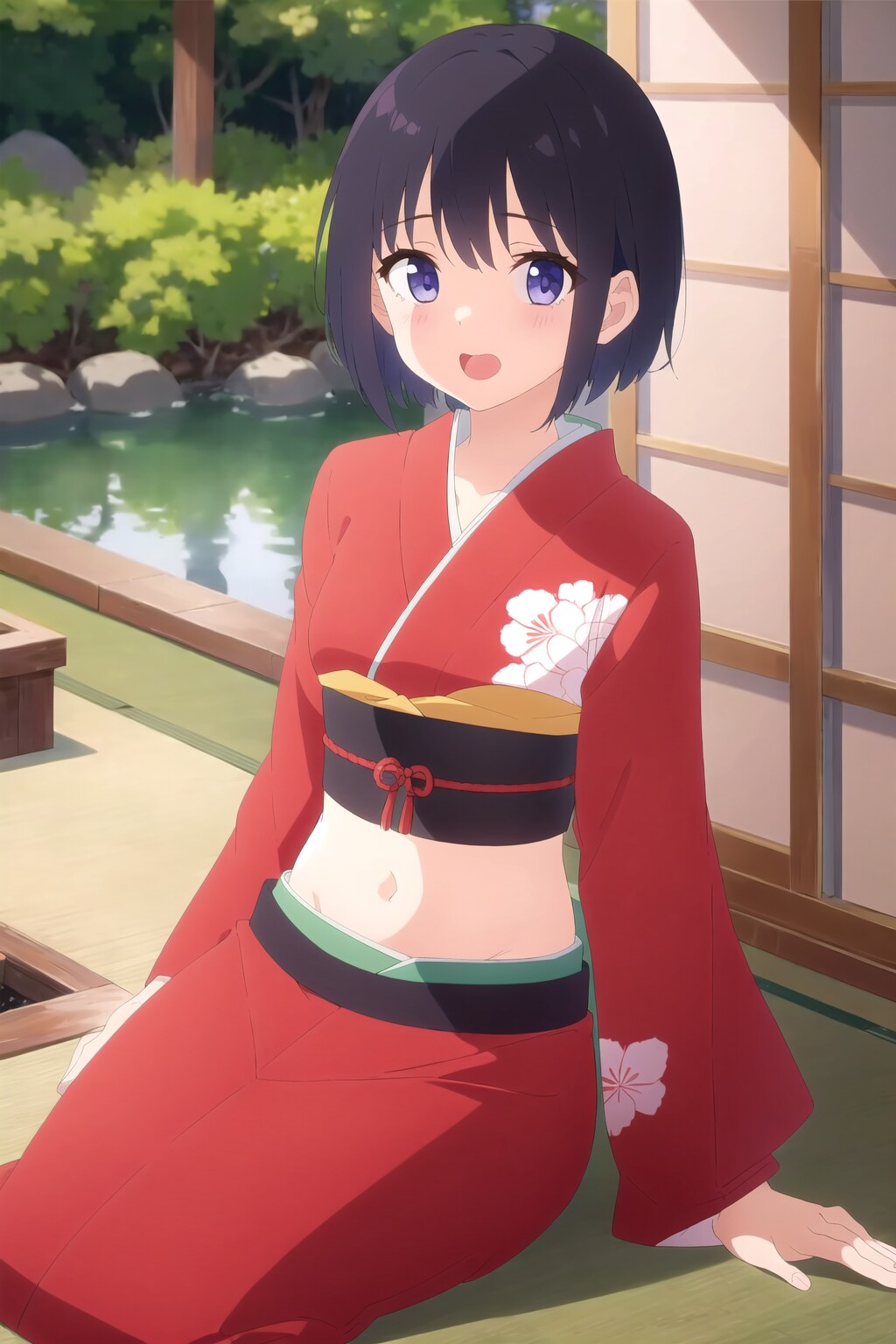 へそ出し着物の大和撫子♪