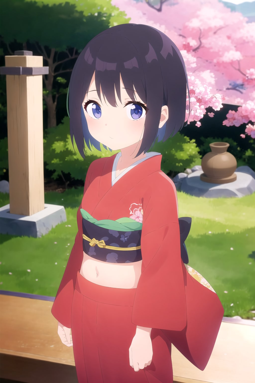 へそ出し着物の大和撫子♪