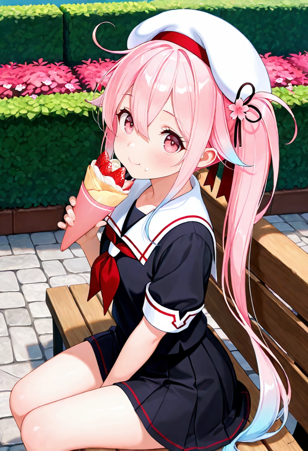 司令官、クレープ美味しいれふ