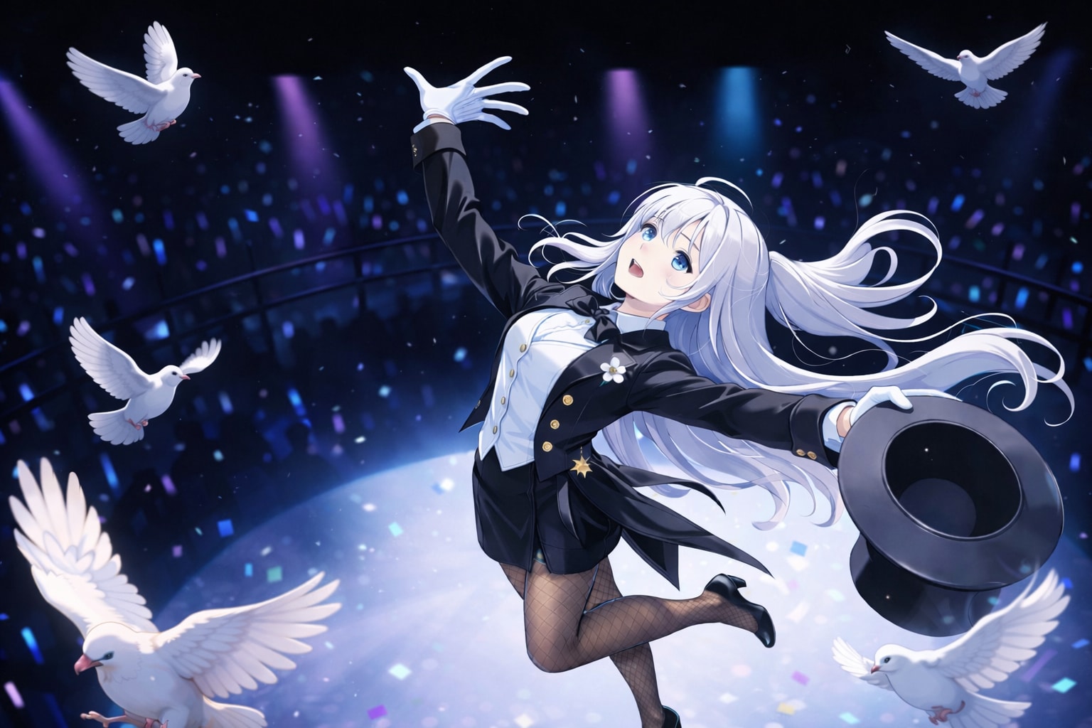 舞い上がる白鳩、魔法が完成する瞬間 | の人気AIイラスト・グラビア