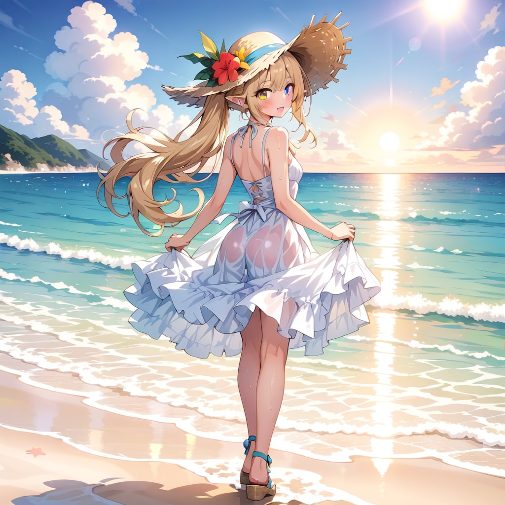 サマードレスのエルフさん | の人気AIイラスト・グラビア