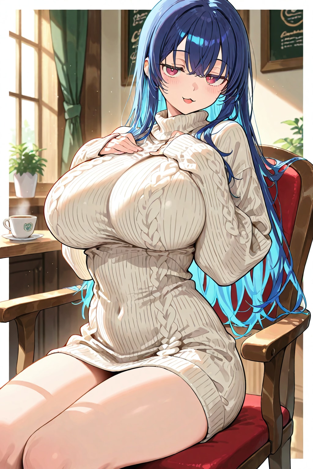 セーターのジト目お姉さん