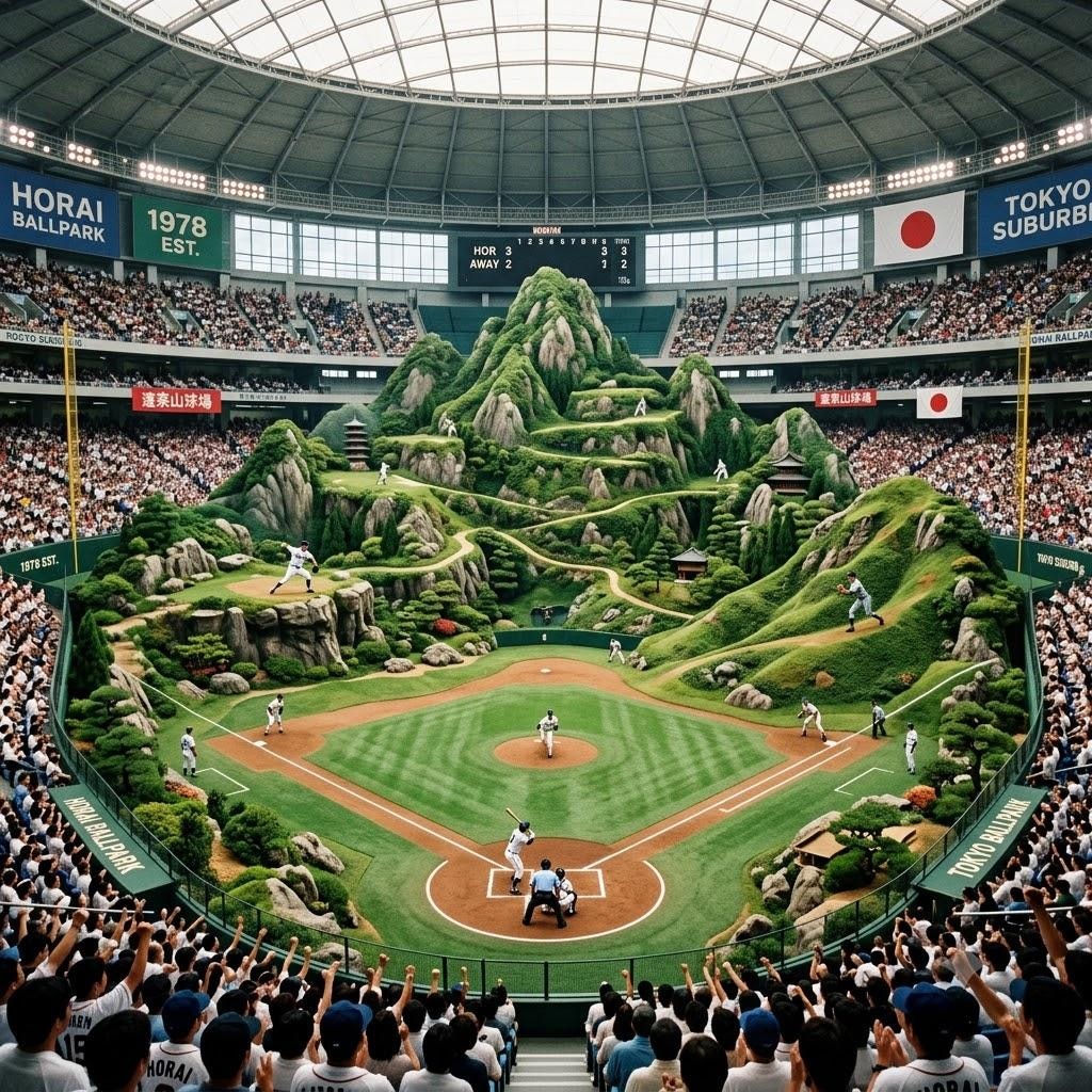 中国風の山のスタジアム