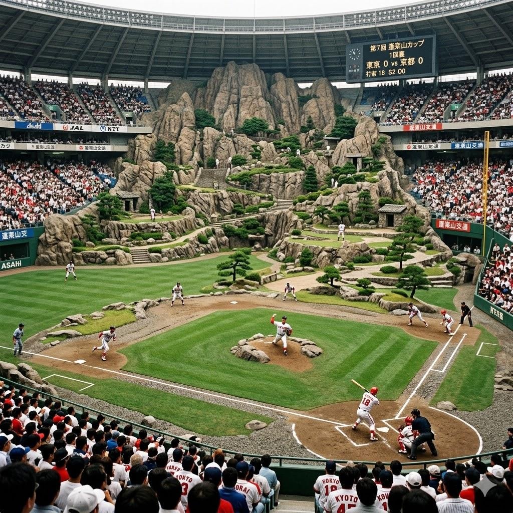 中国風の山のスタジアム