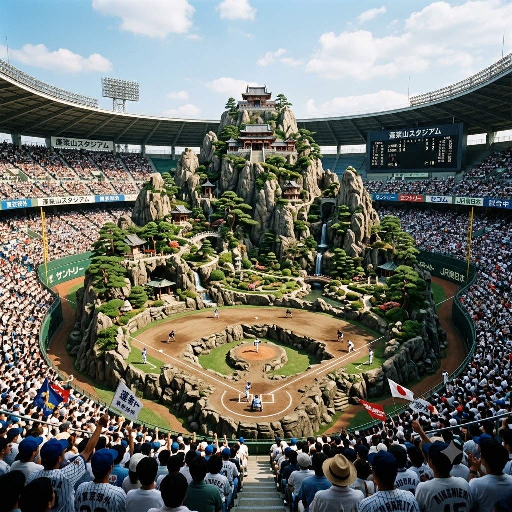 中国風の山のスタジアム