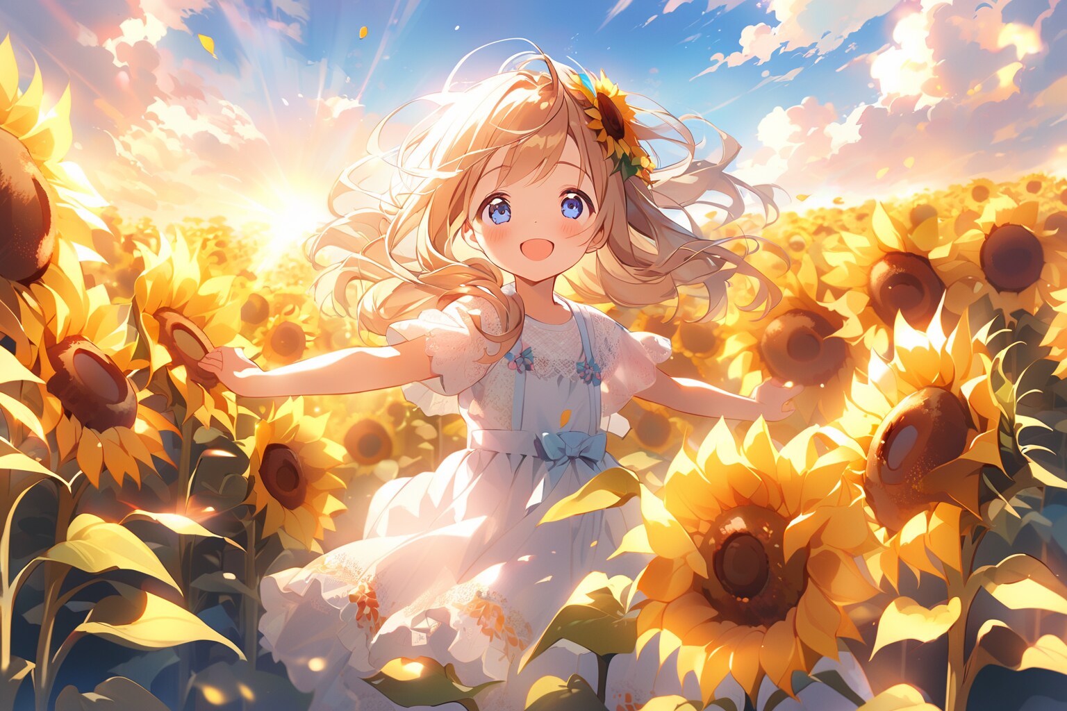 (文章出力テスト)ひまわり畑の女の子 | の人気AIイラスト・グラビア