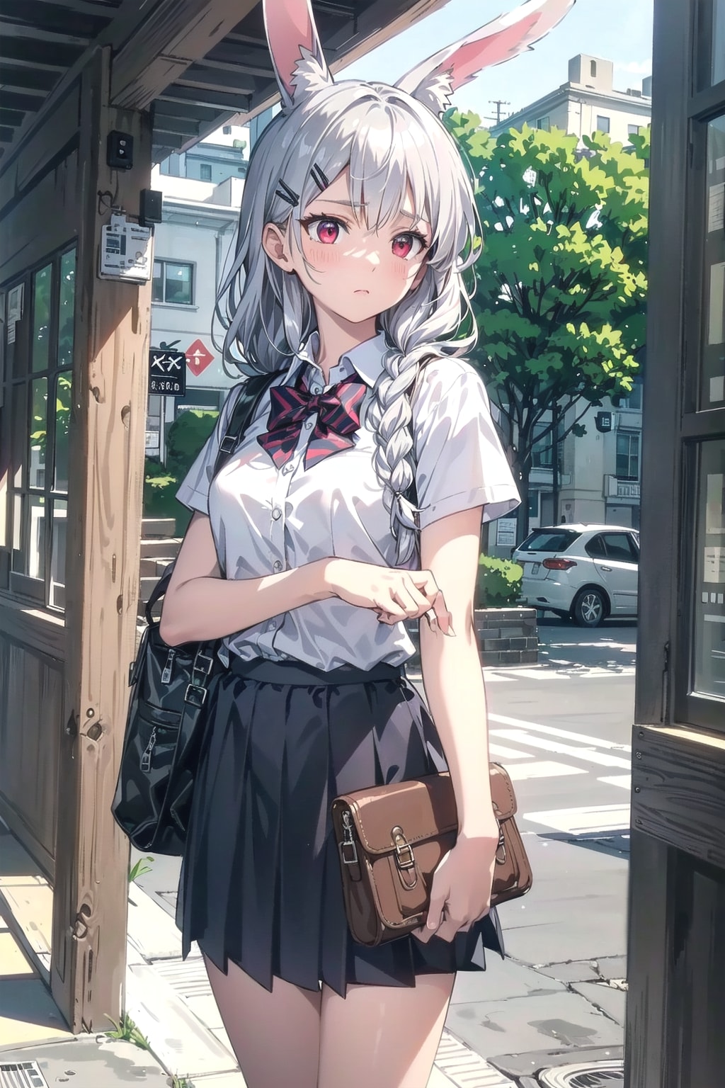 むぅ⋯三つ編みにしてみたのです🐰💧