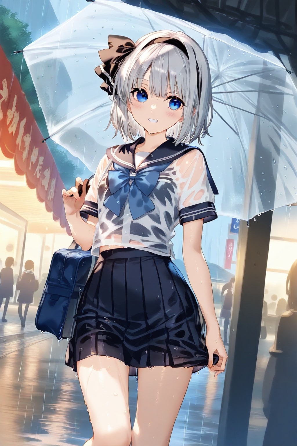 濡れた制服妖夢と大雨