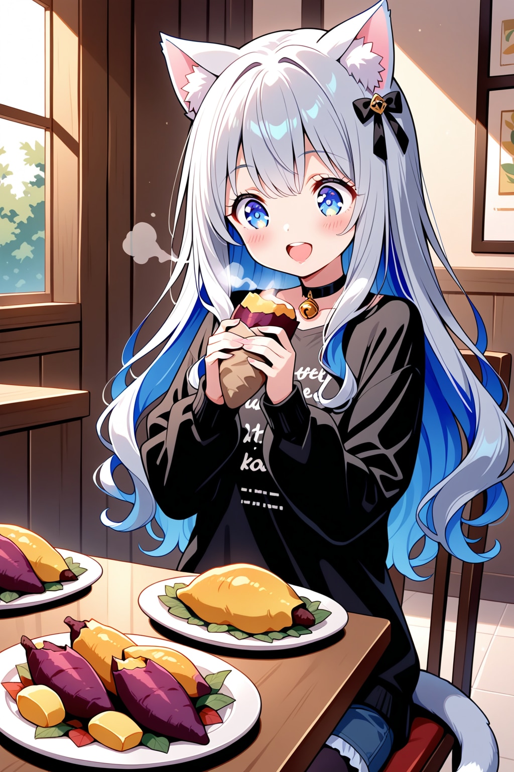 秋の味覚を楽しむうちの子　ユキネ | の人気AIイラスト・グラビア