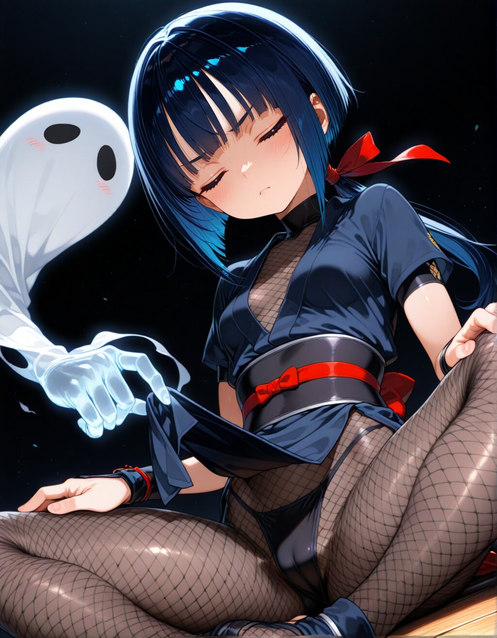 精神集中時にエッチな幽霊に遭遇の忍び娘