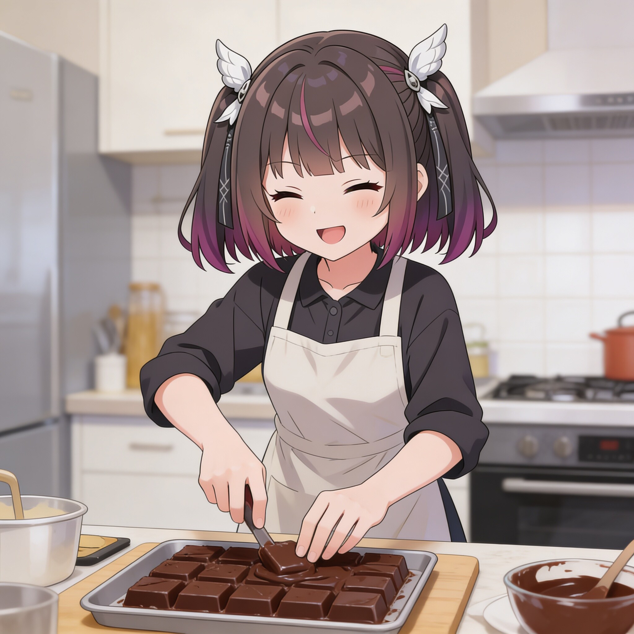 チョコレート作りに勤しむミテルちゃん | の人気AIイラスト・グラビア