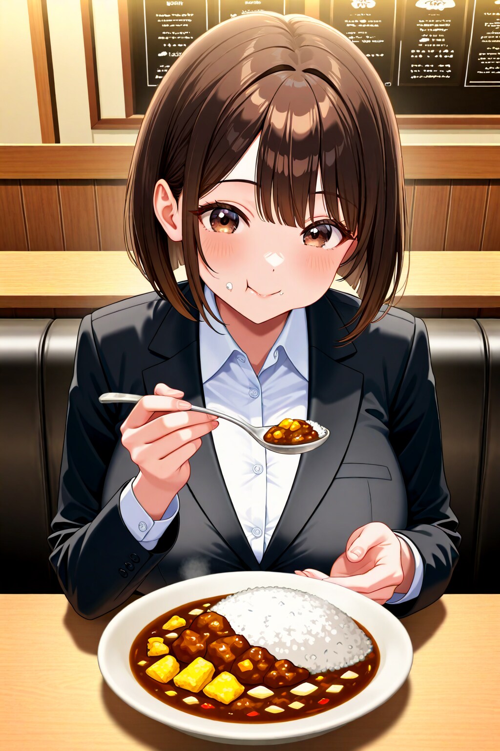 カレーライス食べるアキちゃん