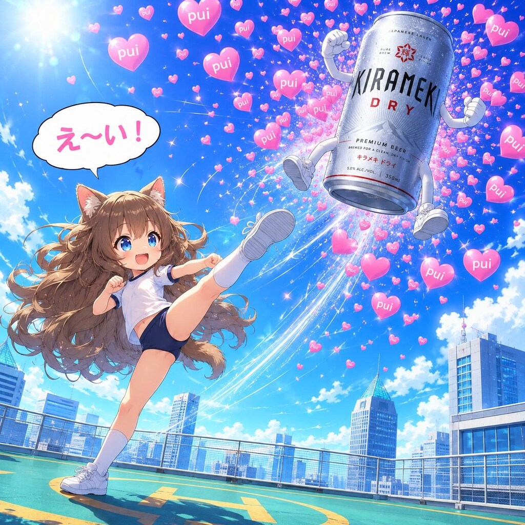 屋上で缶を蹴り上げていいねをばら撒く小さな女の子