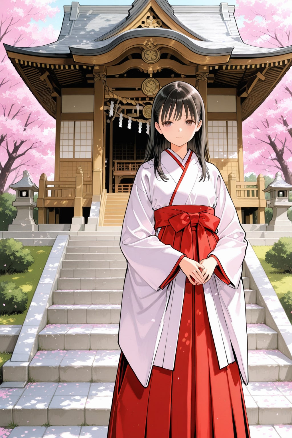 日本画の「桜の巫女」