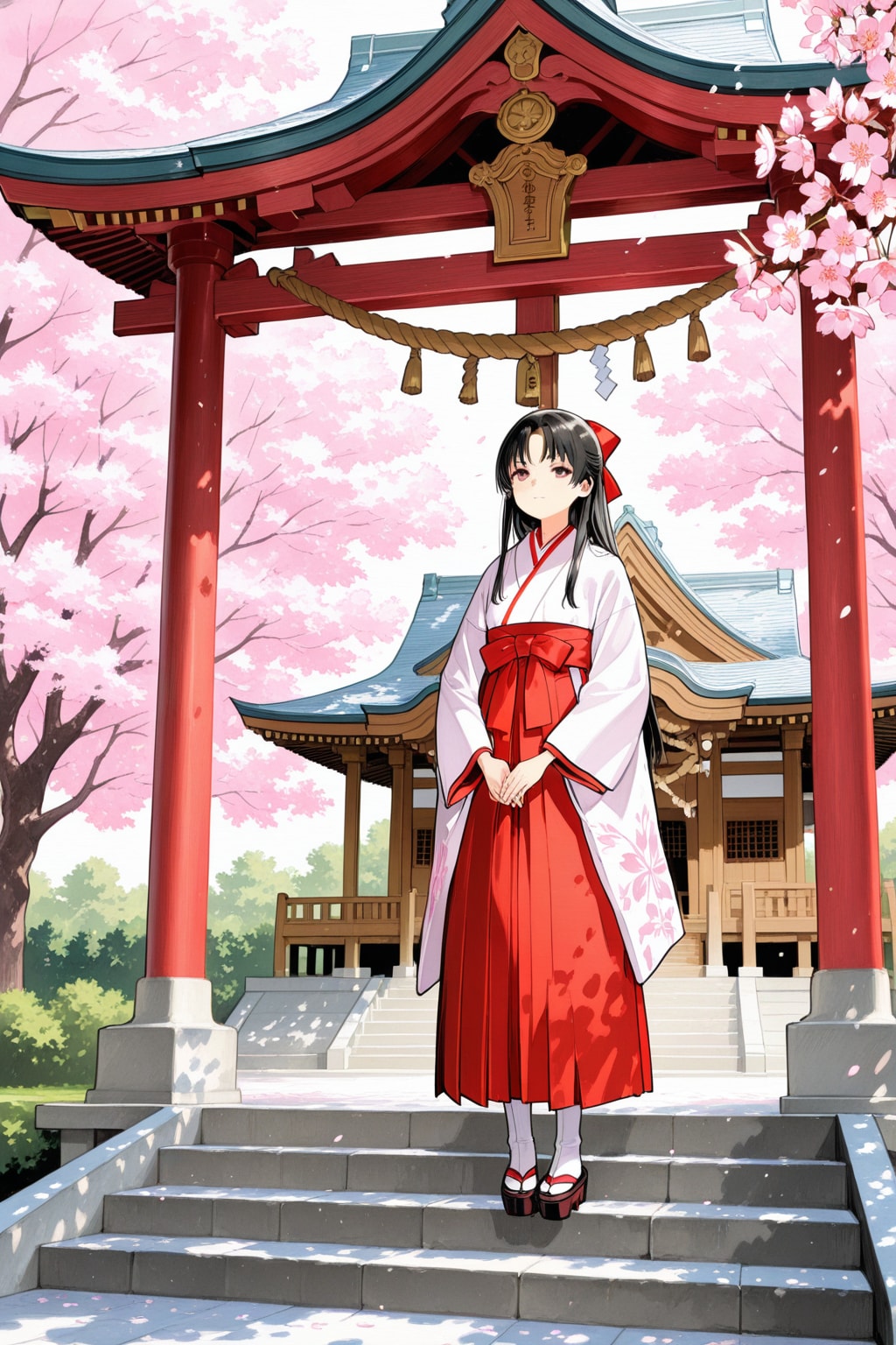 日本画の「桜の巫女」