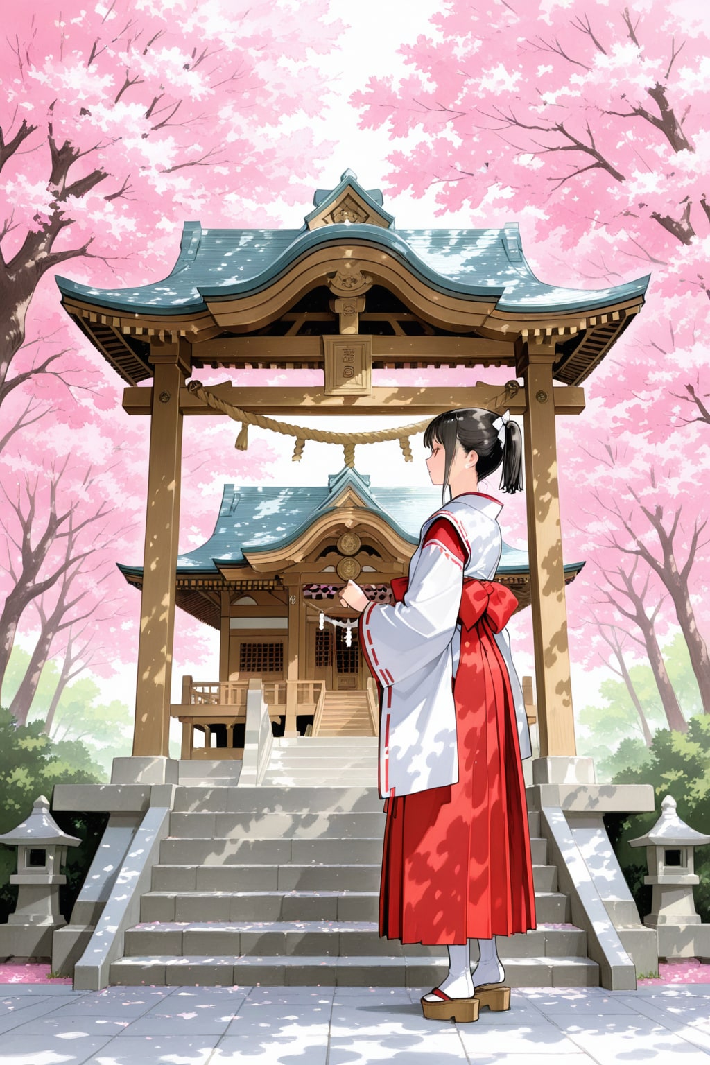 日本画の「桜の巫女」