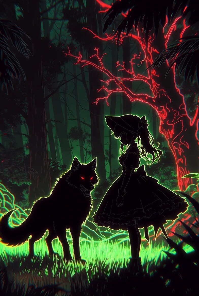 Gothic Lolita Little Red Riding Hood in Forest | の人気AIイラスト・グラビア