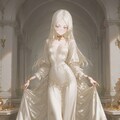白のロングヘアー、白磁の肌、シルクのロングドレス 3枚目