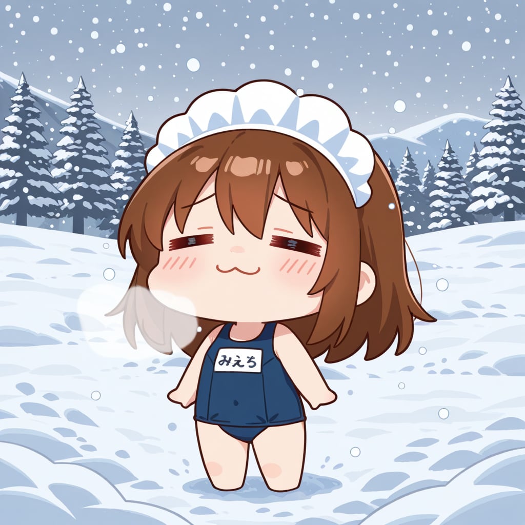 冬のスク水メイドさん