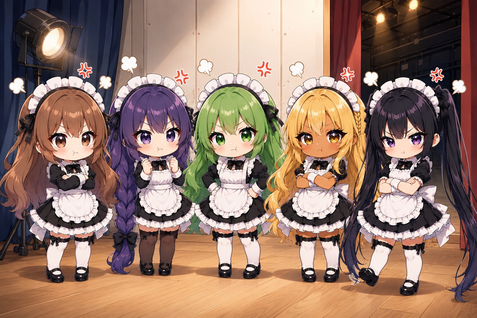 出番がなくてプンスコしてるメイドーず | の人気AIイラスト・グラビア
