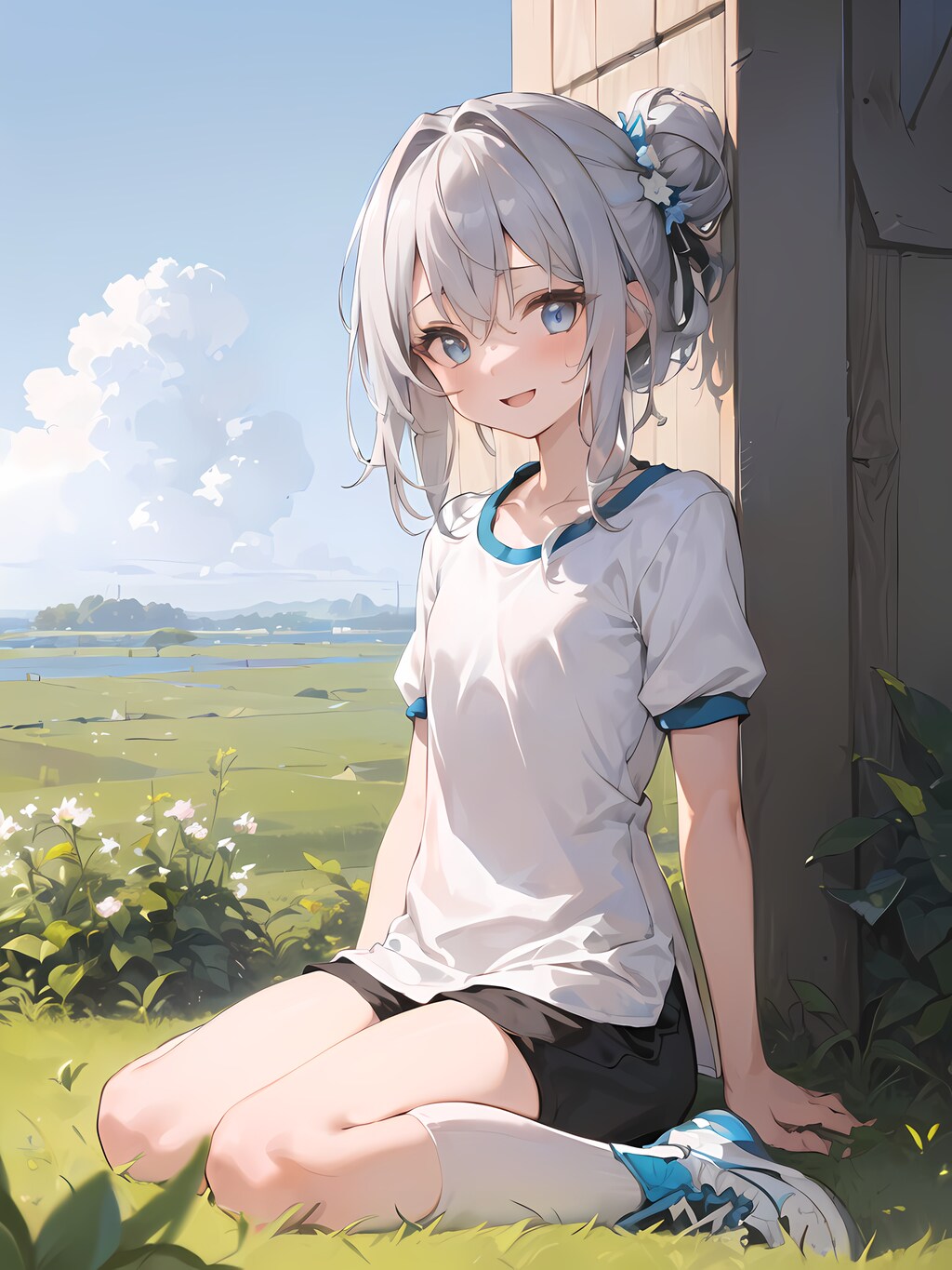 お団子体操服の銀髪ちゃん