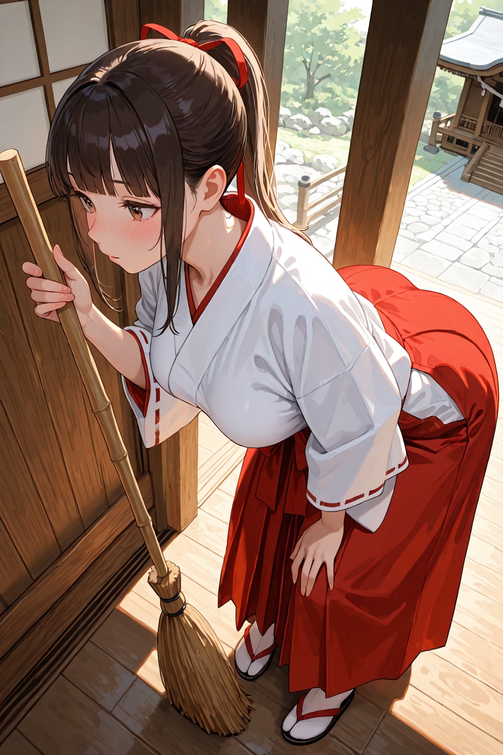 箒でお掃除巫女さん。（LILY）