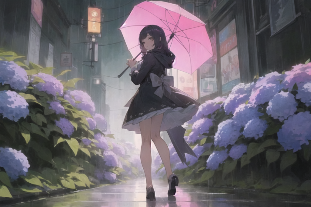 傘と紫陽花と雨降りの日　01