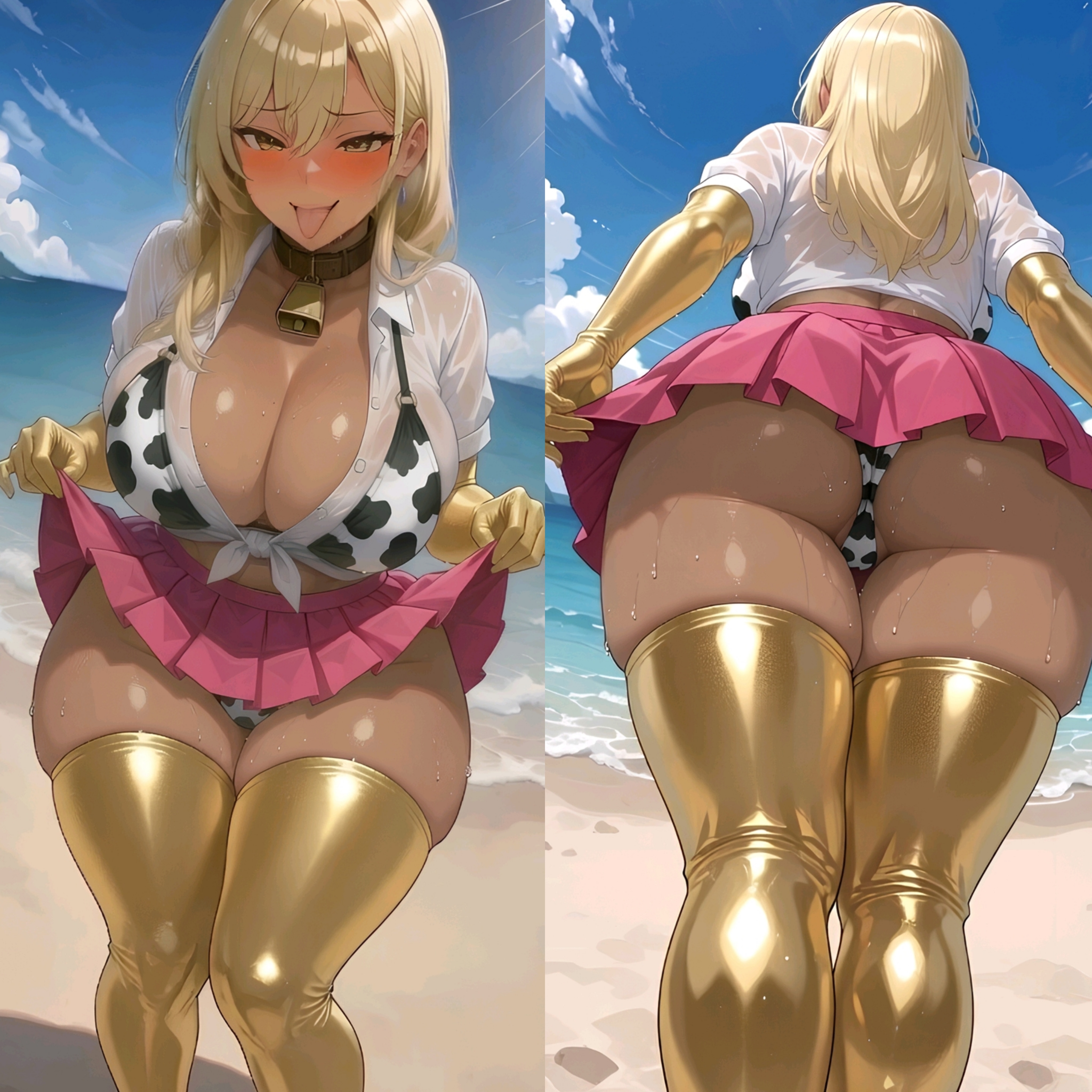 友達のアメスク牛柄ビキニギャルが今夏アナタを狩りに来た