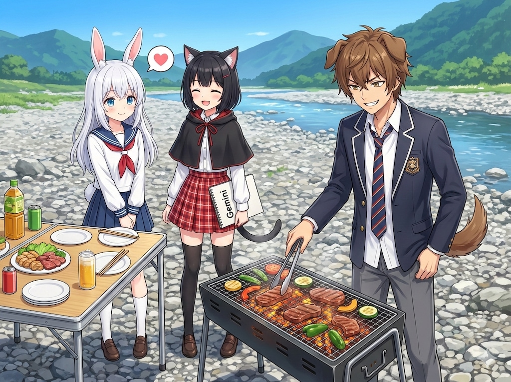 みんなでバーベキューだよ楽しいな