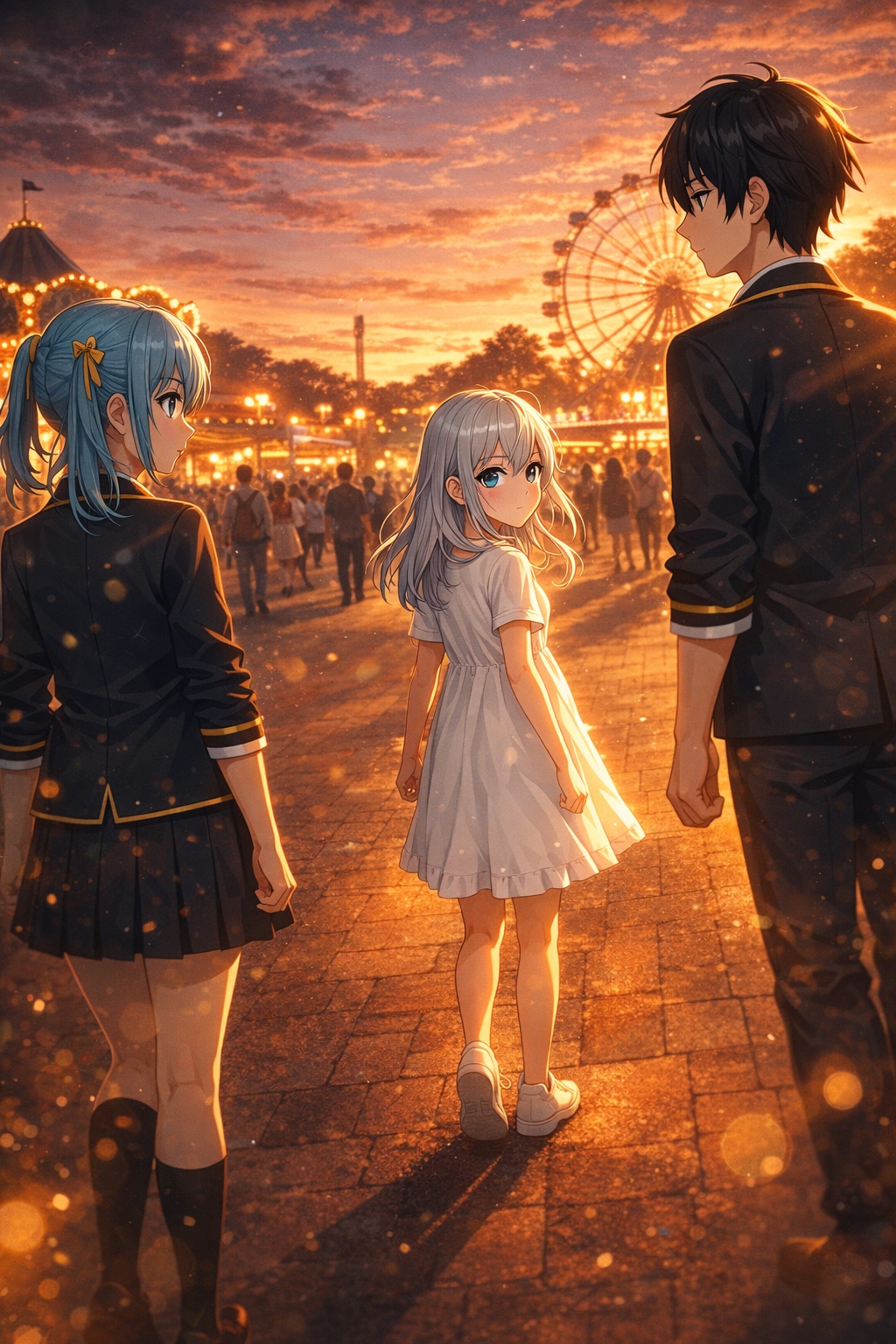 【ソルシエラ】夕暮れの遊園地、振り返る少女