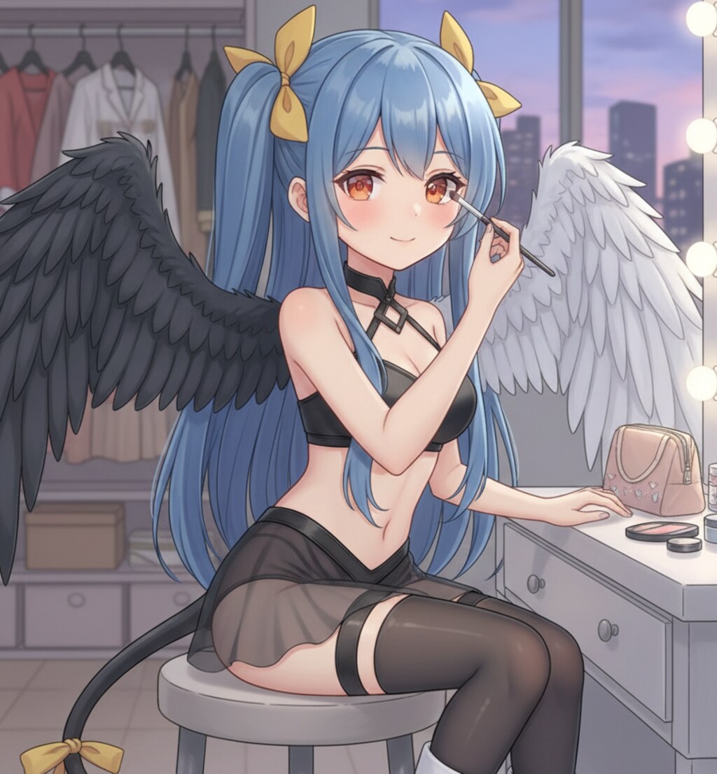 青ツイさん。アニメ風。コスメイク。