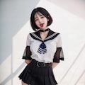 Vol180_ Sailor-collar blouse in dark color 7枚目