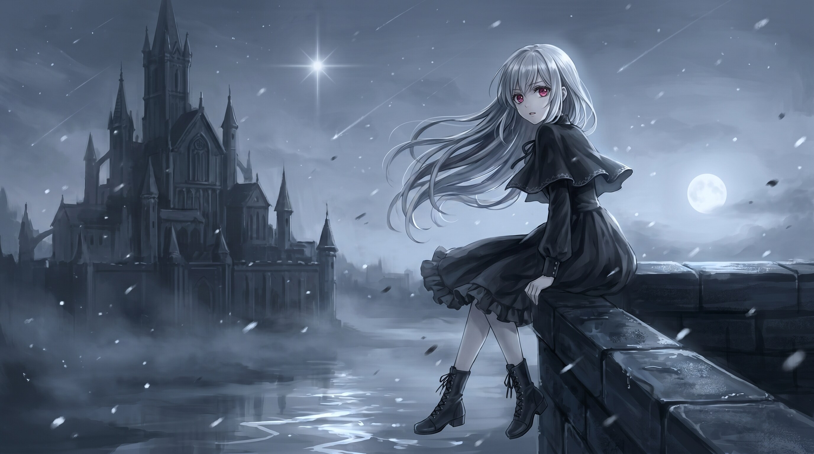星降る黒翼の城影