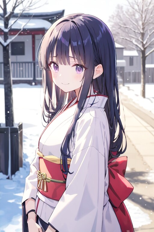 和装女子　雪見