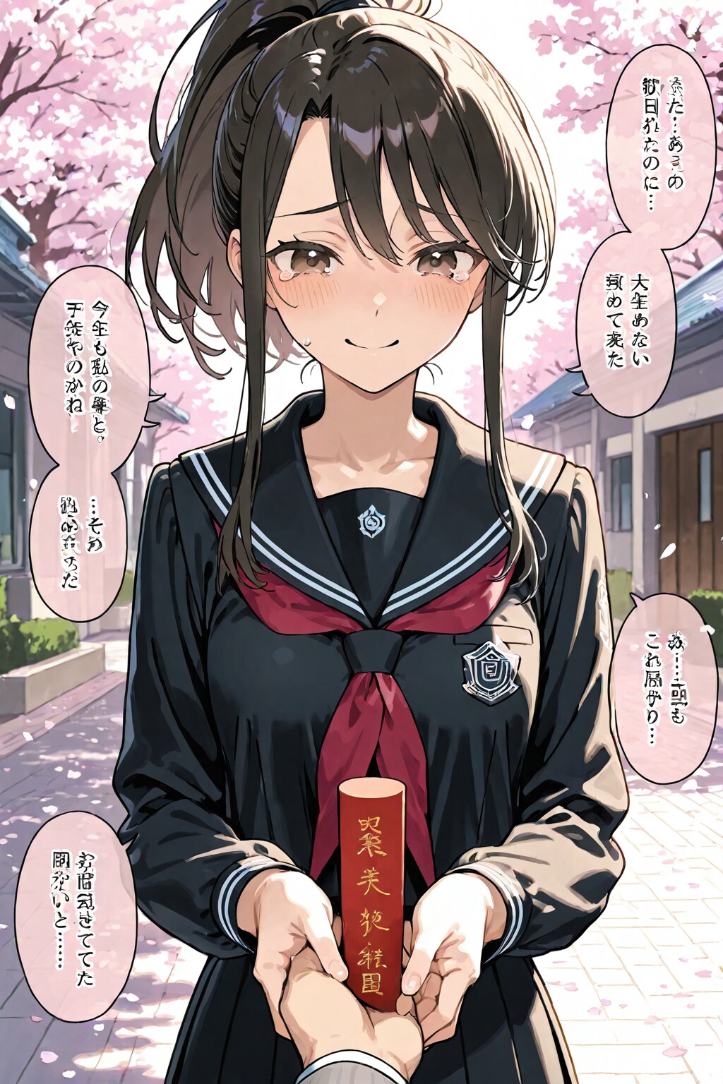 ポニーテール後輩の卒業式の先輩への見送りと告白🎓🌸😢❤️