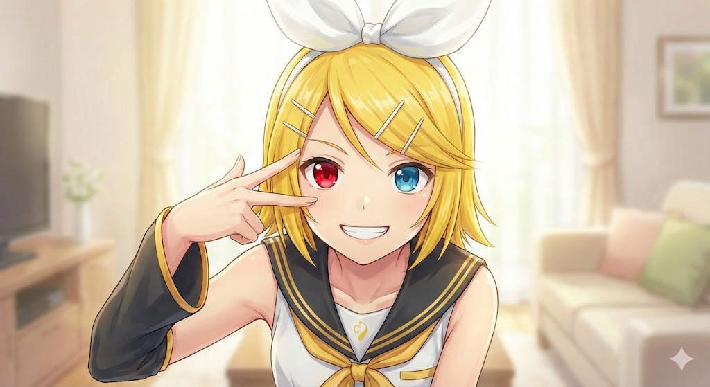 リンさんカラコンでオッドアイ✨