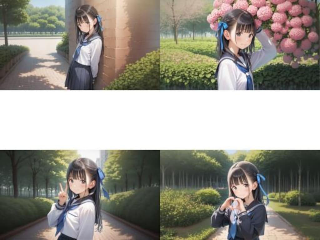 AIイラスト集「セーラー服長髪J〇ちゃんたちの壁紙集ver6.2（全15枚）」