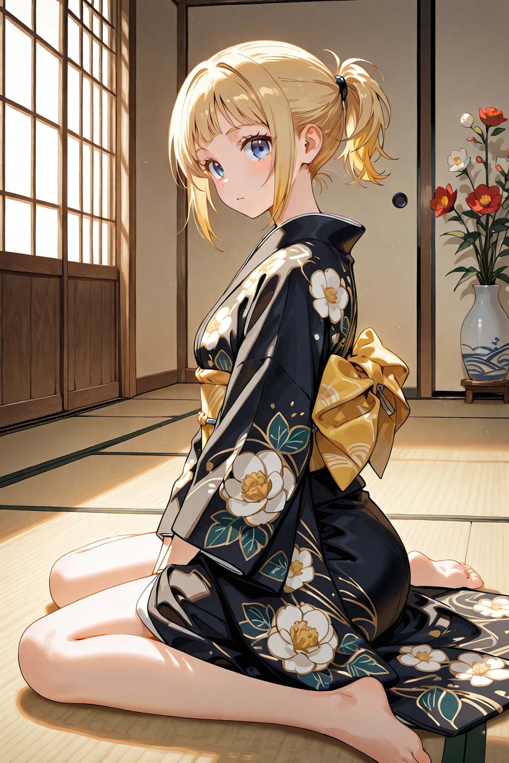 黒い着物を着た少女