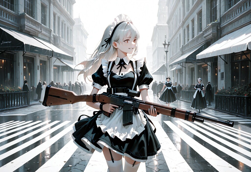 メイドと大型ライフル