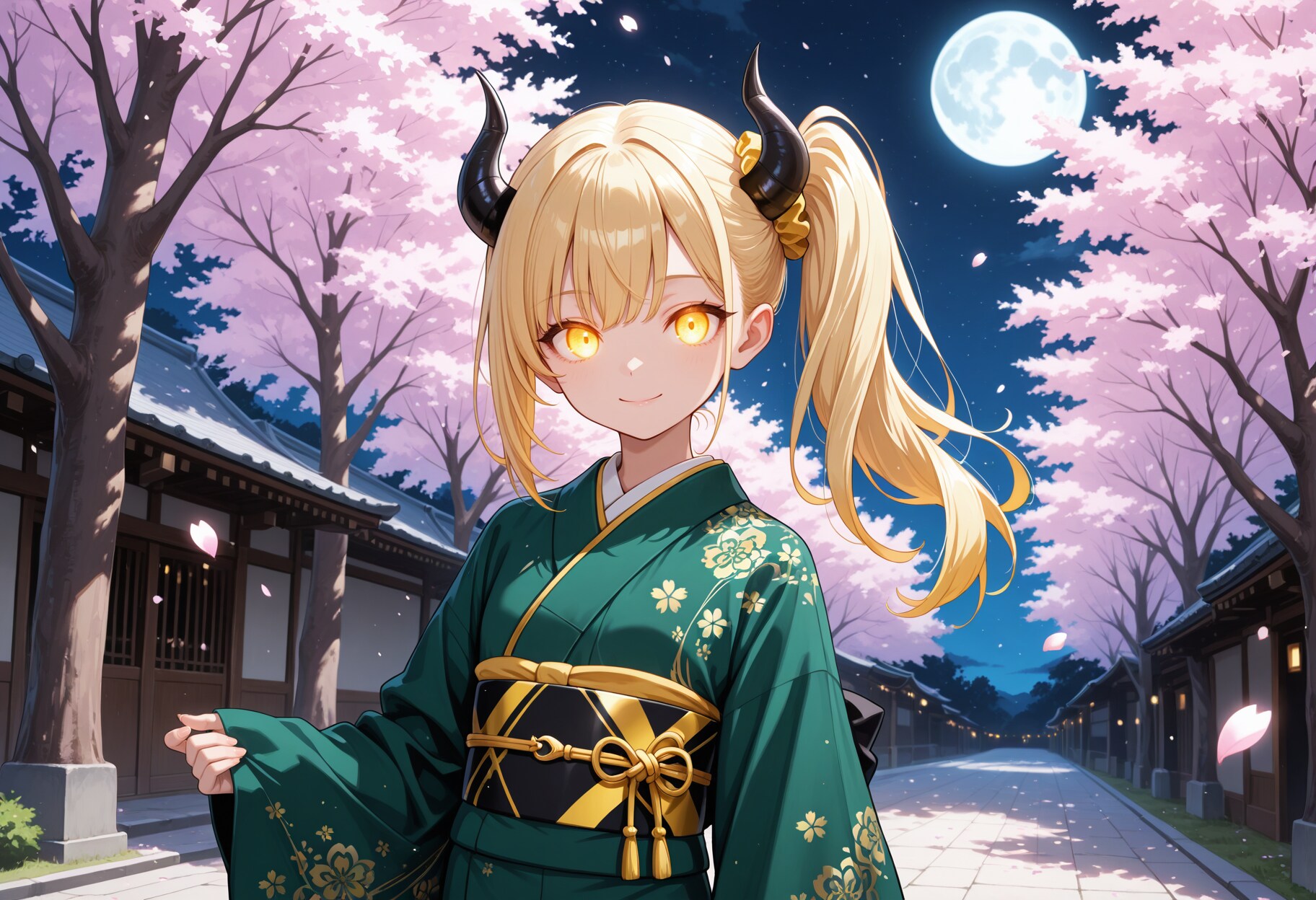 夜桜着物女鬼高生さん