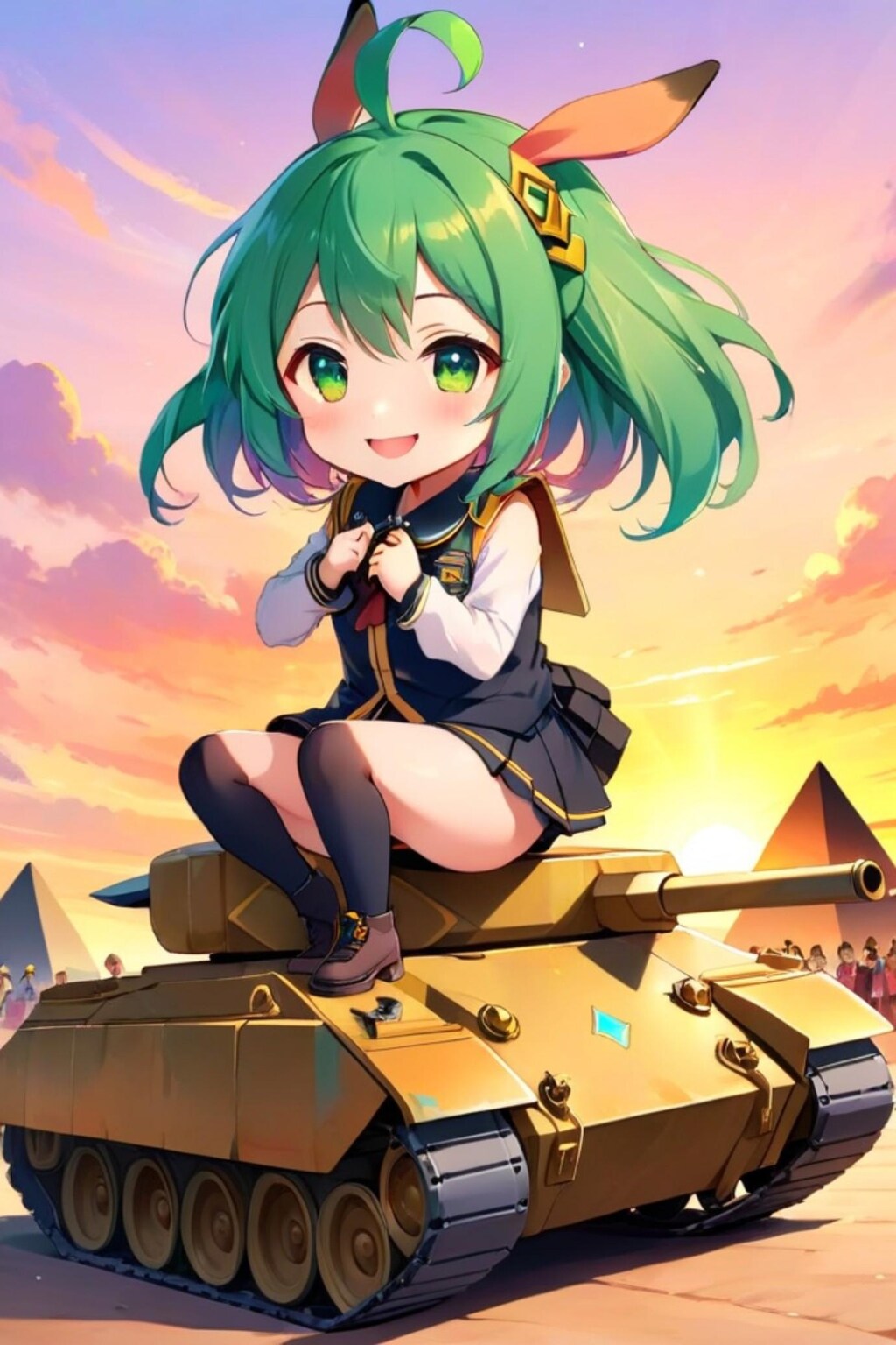 戦車と緑髪ちゃん