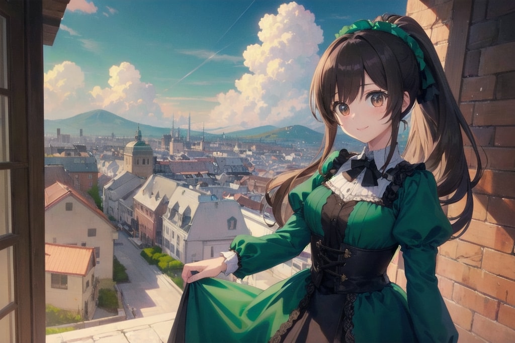 cute eye、愛華「良い景色とゴスロリっぽいドレス」