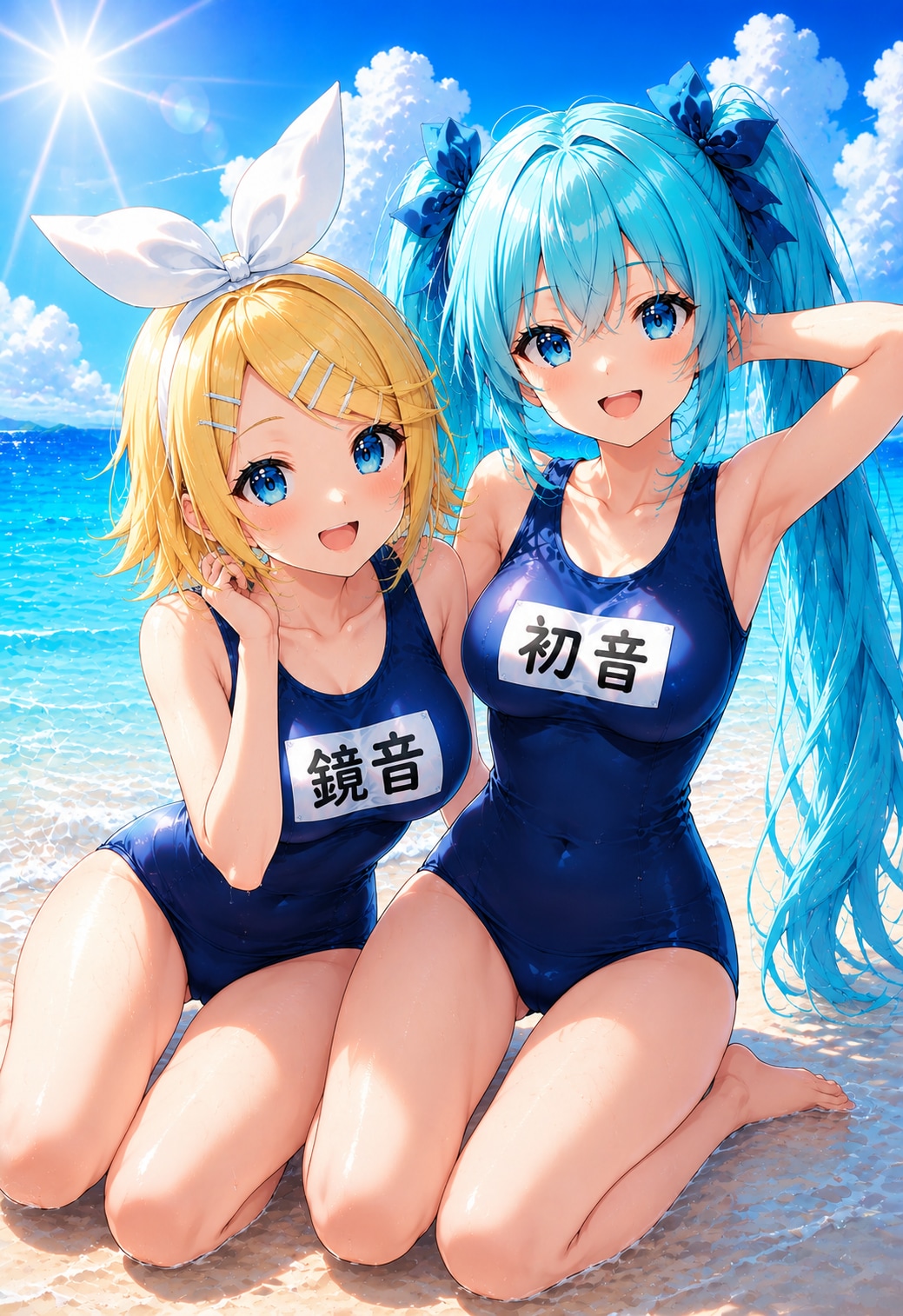 スク水のミクとリン