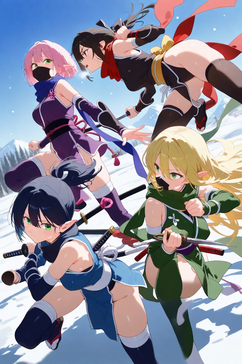 雪の地で戦え！エルフ忍者隊