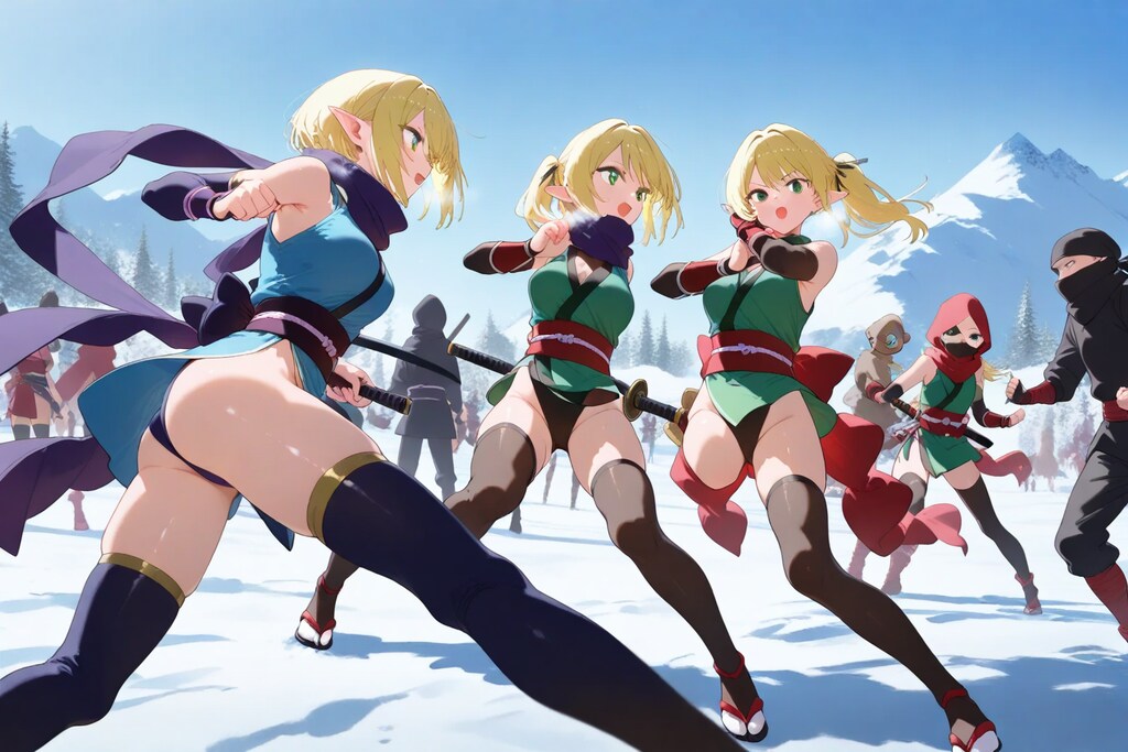 雪の地で戦え！エルフ忍者隊