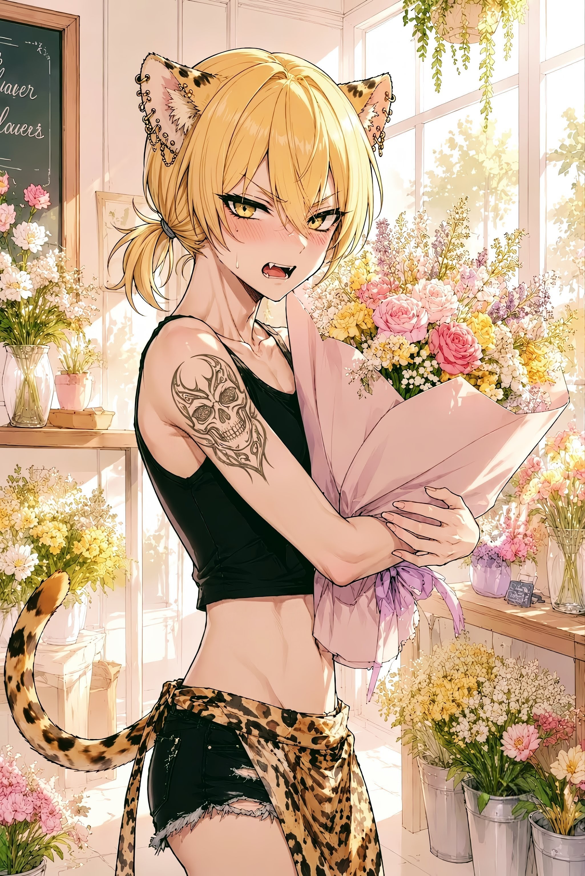 更生のために花屋さんで働く元ヤンレパード君♡