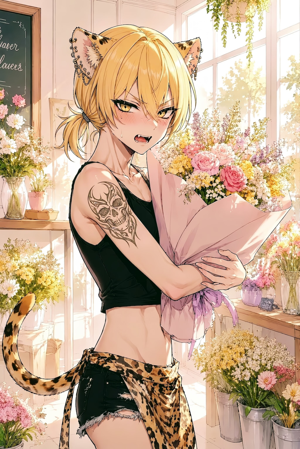 更生のために花屋さんで働く元ヤンレパード君♡